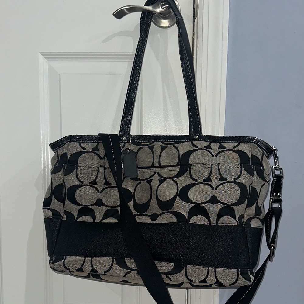 Coach Black and Gray Patterned Tote